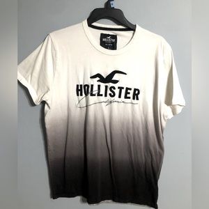 Hollister tshirt, white to black fade, with bubbled letters
